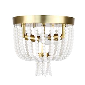 9 in. 2-Light Modern Antique Brass Gold Flush Mount Ceiling Light with No Bulbs Included