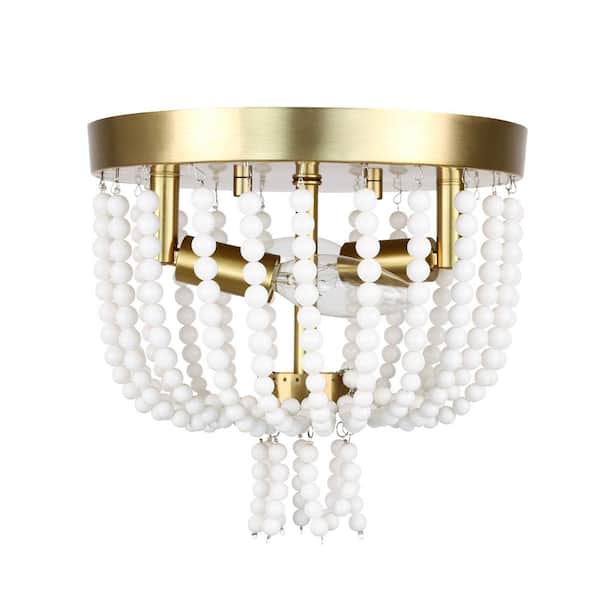 Tatahance 9 in. 2-Light Modern Antique Brass Gold Flush Mount Ceiling Light with No Bulbs Included