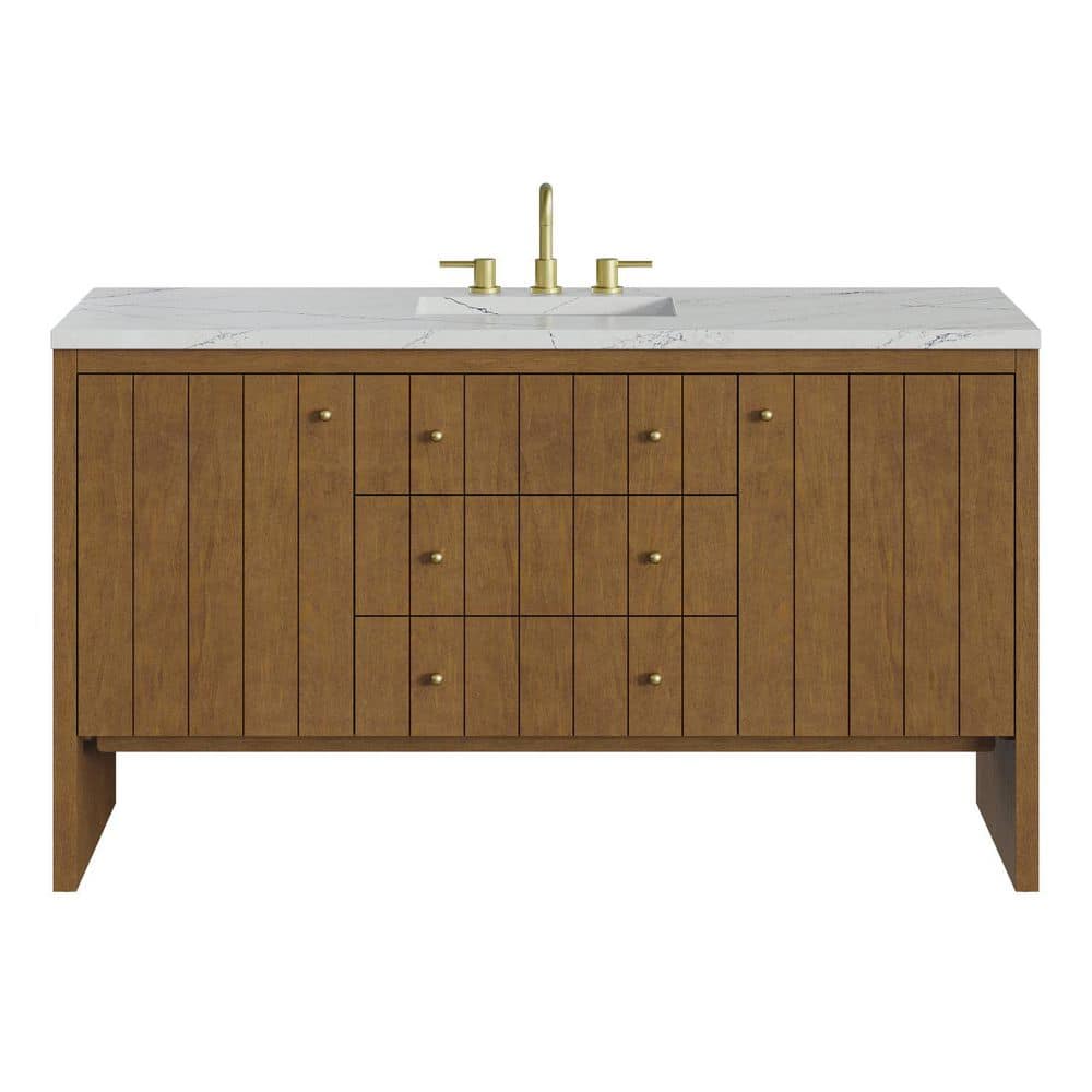 Hudson 60.0 in. Single Bath Vanity in Honey Oak with Ethereal Noctis Silestone Low Silica Surface Top price history on PriceWatchPro