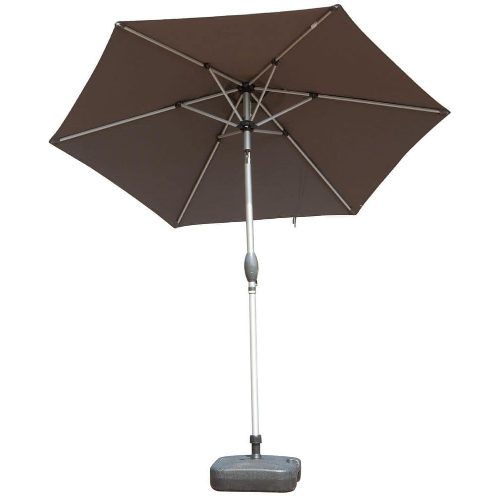 7.5 ft. Aluminium Market Patio Umbrella with Push Button Tilt&Crank, 6 Sturdy Ribs, UV Protection Waterproof in Gray price history on PriceWatchPro
