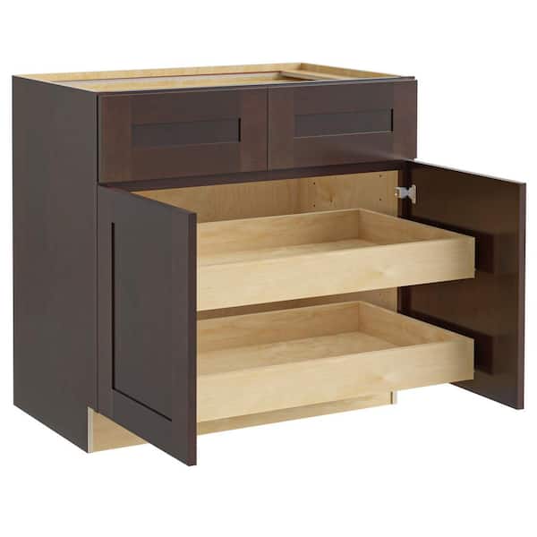 Home Decorators Collection Newport 33 in. W x 24 in. D x 34.5 in. H Assembled Plywood Base Kitchen Cabinet in Manganite with 2ROT Soft Close