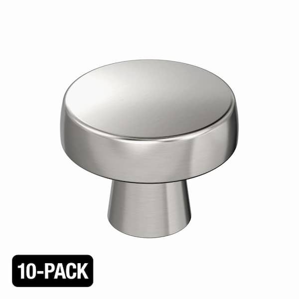 10-Pack Halston 1-5/16 in. (33mm) Classic Satin Nickel Round Cabinet Knobs