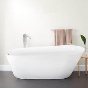 69 in. Single Slipper Acrylic Freestanding Flatbottom Bathtub with Polished Chrome Drain Soaking Tub in White
