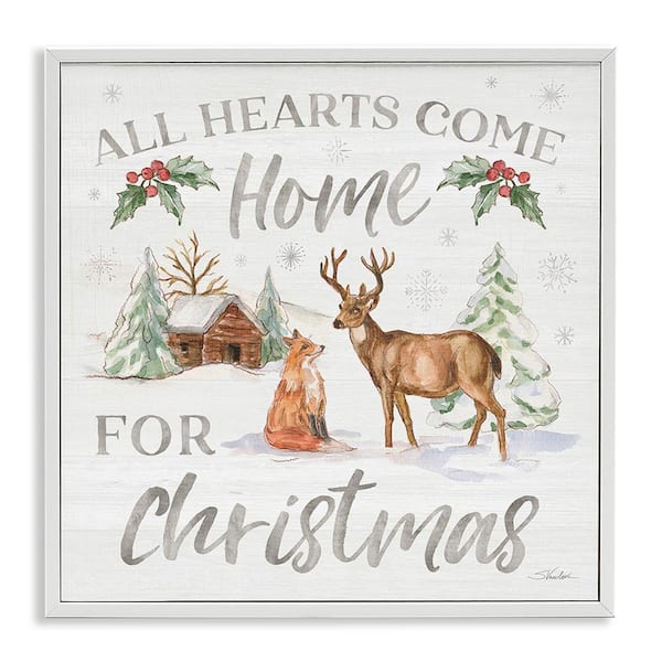 Stupell Industries Home for Christmas Phrase by Silvia Vassileva 1 Piece Framed Graphic Print Animal Poster Art Print 17 in. x 17 in.