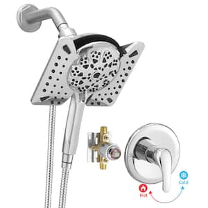 Single Handle 10-Spray Wall Mount Shower Faucet 1.8 GPM with High Pressure in. Polished Chrome (Valve Included)