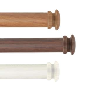 1" dia Adjustable Single Faux Wood Curtain Rod 160-240 inch in Pearl White with Johanna Finials