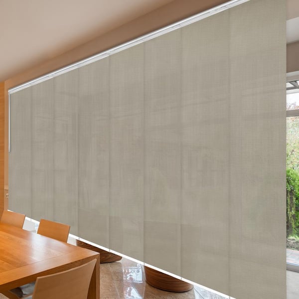 EMOH Soot 130 in. - 175 in. W x 116 in. L Adjustable 8-Panel White Double Rail Panel Track with 23.5 in. Slates