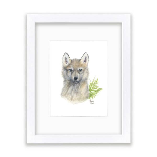Unbranded Woodland Littles 2 "Wolf" by Alyssa Lewis Individual White Framed with Mat Animal Art Print 24 in. x 18 in.