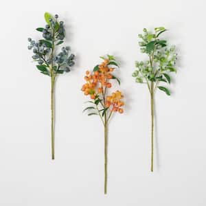 Artificial 16.5 in. Blue, Orange and Green Berry Stems