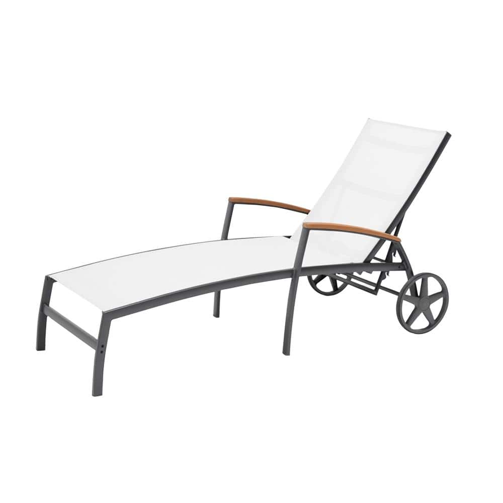 Hampton Bay Baymont Aluminum Sling Patio Chaise Lounge in White207317