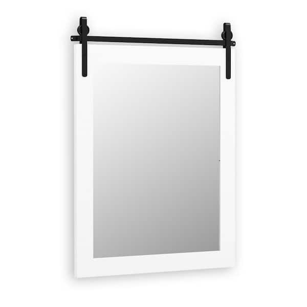 22 in. W x 30 in. Rectangular Frame Wall Bathroom Vanity Mirror in White