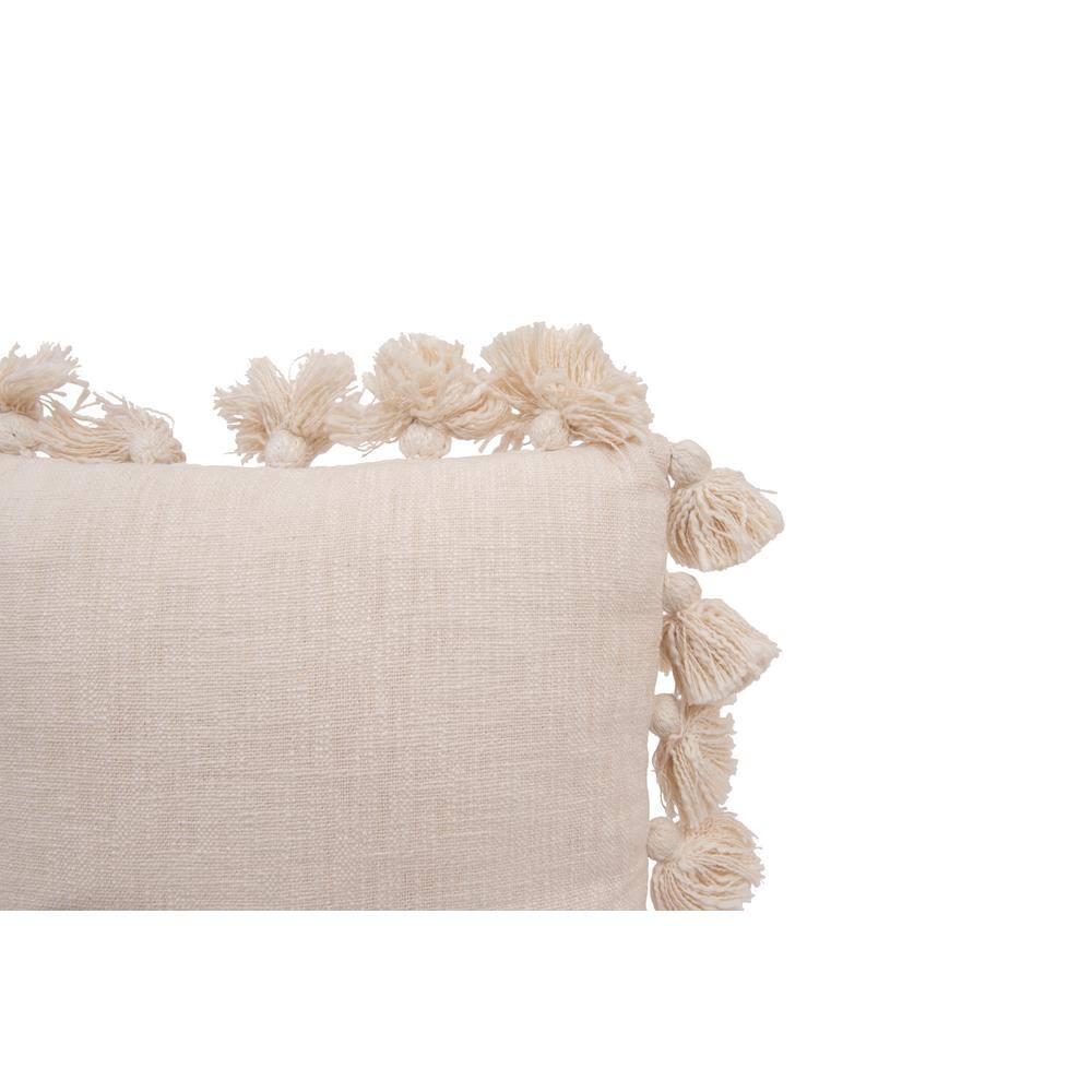 Gray Cotton Slub Pillow with Tassels