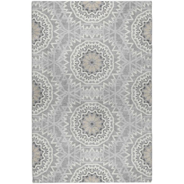 Dream Shag Premium Machine Washable Abstract ADS619 Gray 9 ft. x 12 ft. Area Rug