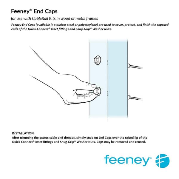 Feeney 7/16 in. Plastic White Dome End Cap for Cable Railing System (10-Pack)