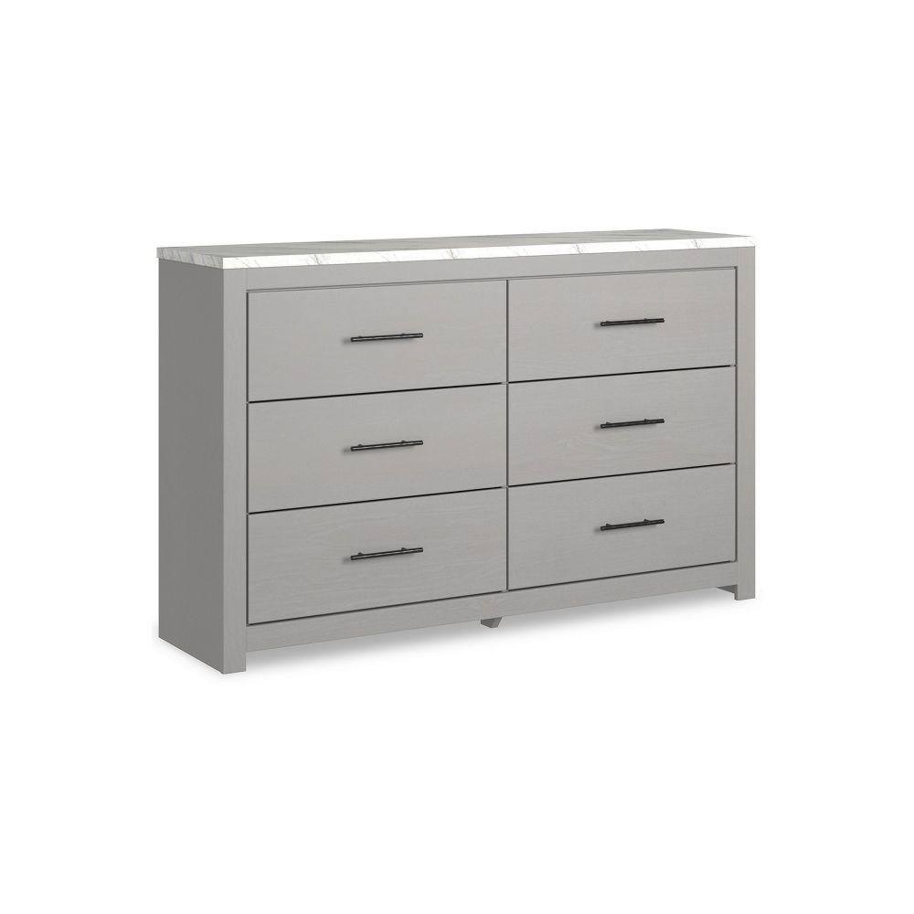 Benjara Gray And White 6-Drawer 15.59 In. Dresser Without Mirror Wooden ...