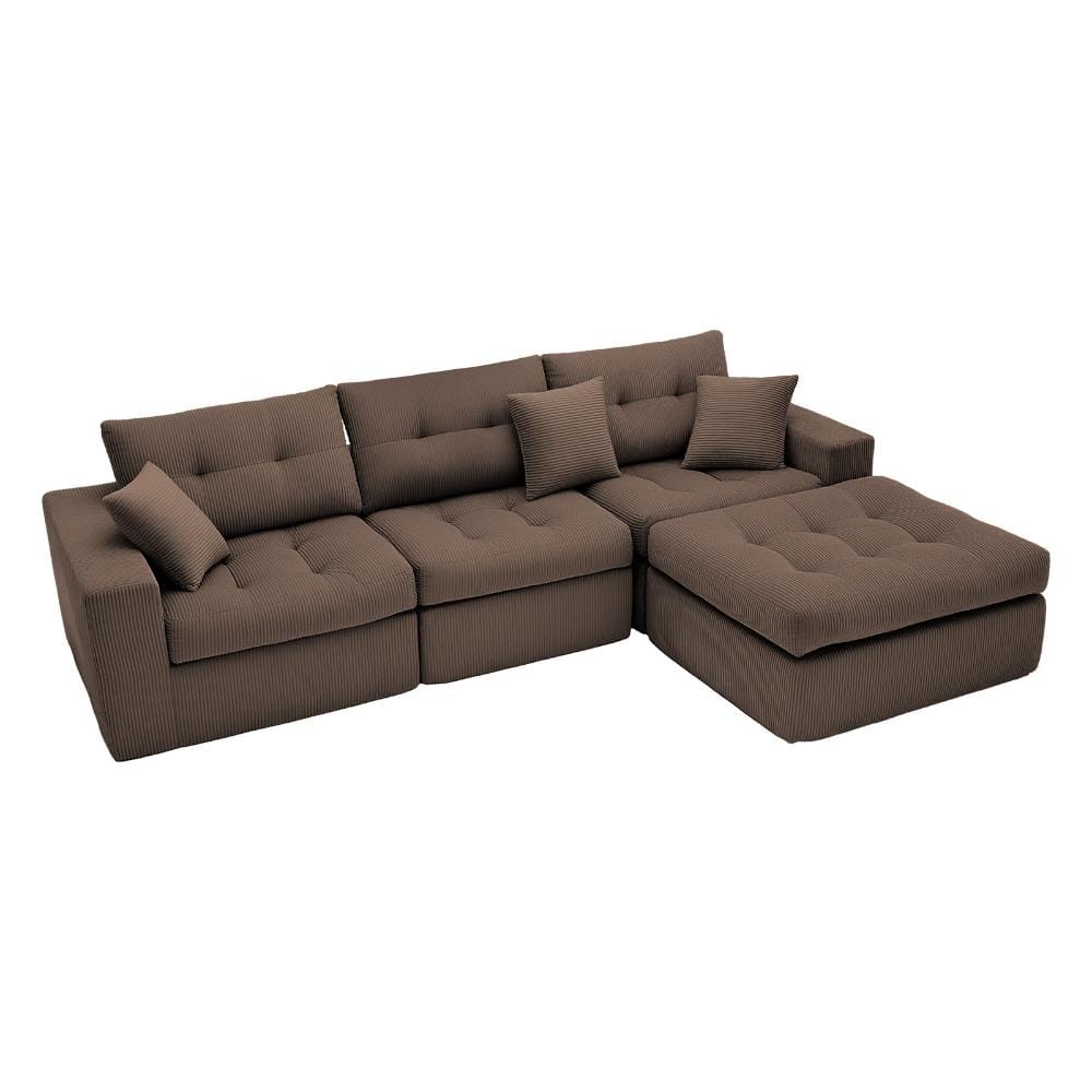 72.83 in. Brown Corduroy L-Shaped Corner Chaise Sofa Bed with High-Density Sponge, No-Assembly Required Convertible price history on PriceWatchPro