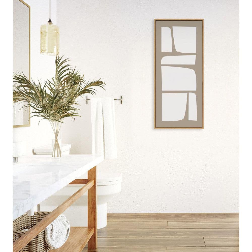 Neutral Abstract Shapes Canvas Wall Art with Natural Frame