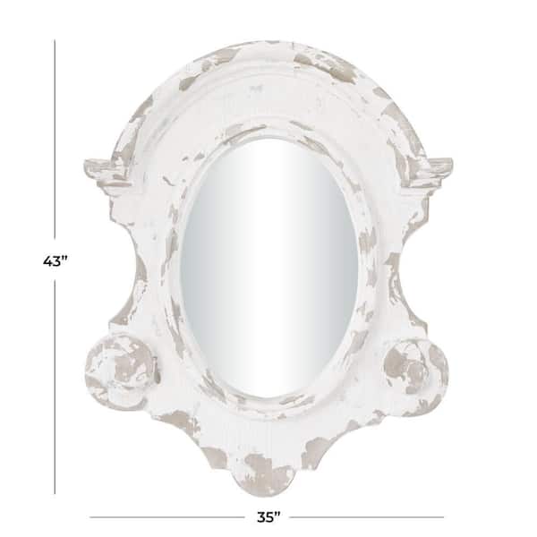 Litton Lane 43 in. x 35 in. White Fiberglass Vintage Arch Wall Mirror 14820  - The Home Depot