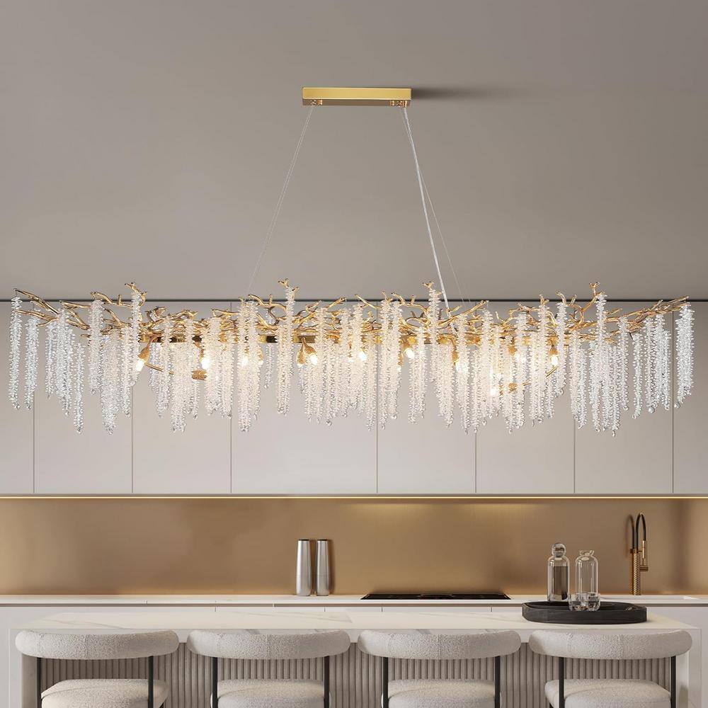 YUYI 20-Light Gold Chandelier, Luxury Flush Mount Chandelier with K9 ...