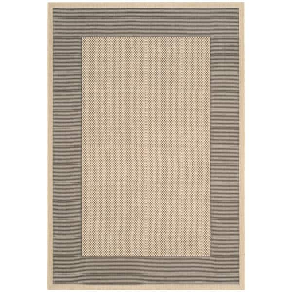 SAFAVIEH Courtyard Gray/Cream 4 ft. x 6 ft. Border Indoor/Outdoor Patio  Area Rug