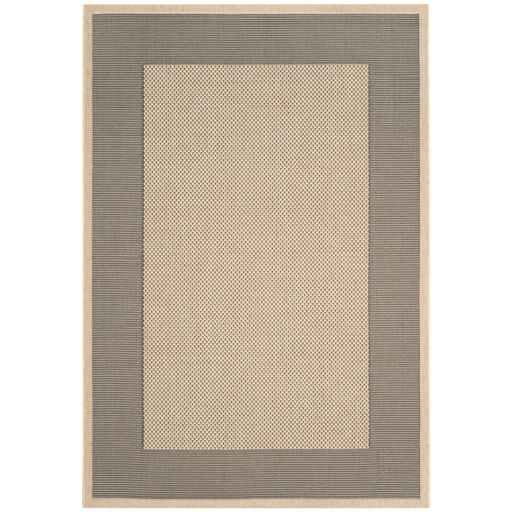 Elegant Gray and Cream 8' x 11' Synthetic Flat Woven Outdoor Rug
