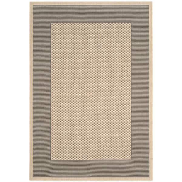 Courtyard Gray/Cream 8 ft. x 11 ft. Border Indoor/Outdoor Patio Area Rug