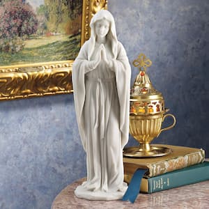 11.5 in. H White Blessed Virgin Mary Bonded Marble Tabletop Statue