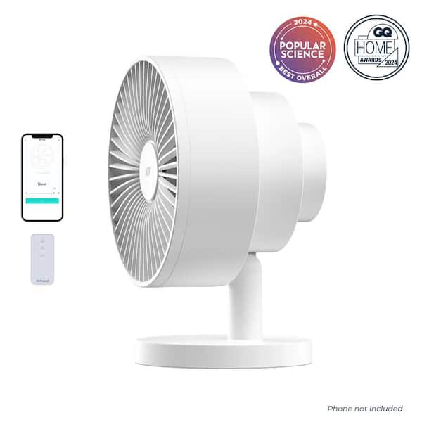 Smart Whisper-Quiet 8 in. Air Circulator and Desk Fan with 5 Speeds and Remote to White