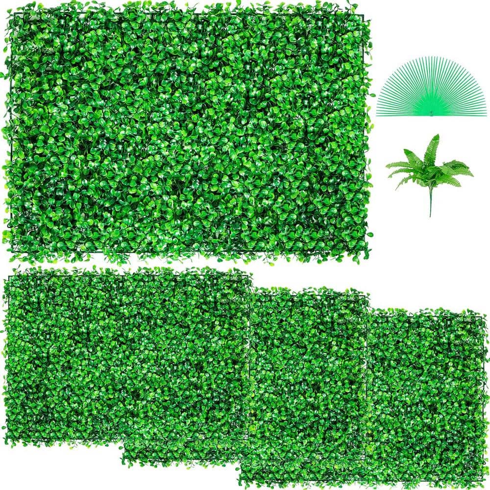 Green Artificial Grass Boxwood Panel UV 24 x 16 in. 4-Pcs for Wall Decor, Privacy Fence Indoor/Outdoor, Garden Backyard price history on PriceWatchPro