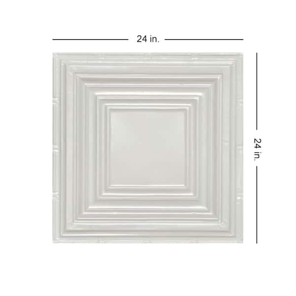 American Tin Ceilings 24-in x 24-in 5-Pack Bright White Gloss Metal/Tin 15/16-in Surface-Mount Panel Ceiling Tiles