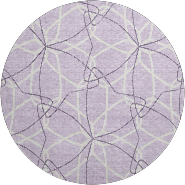 Addison Rugs Mayfield Premium Machine Washable Abstract AMF950 Lavender 8 ft. x 8 ft. Round Rug