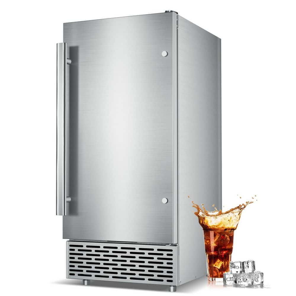 15 in.120 lb./24H Full Size Cube Commercial Freestanding/Built-in Ice Maker in Stainless Steel with 30lb. Storage Bin