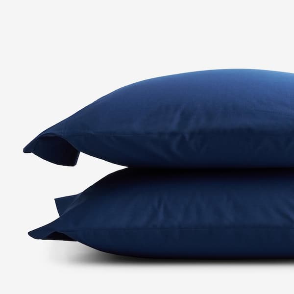 The Company Store Company Essentials Navy Organic Cotton Percale Standard Pillowcases (Set of 2)