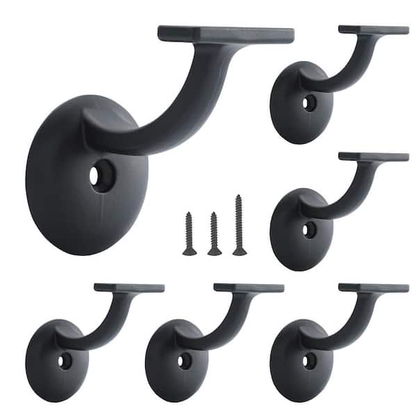 NVNOO Heavy Duty Stainless Steel Hand Rail Stair Support for Stairways Home or Office Staircase Handrail, Black (6-Pack)