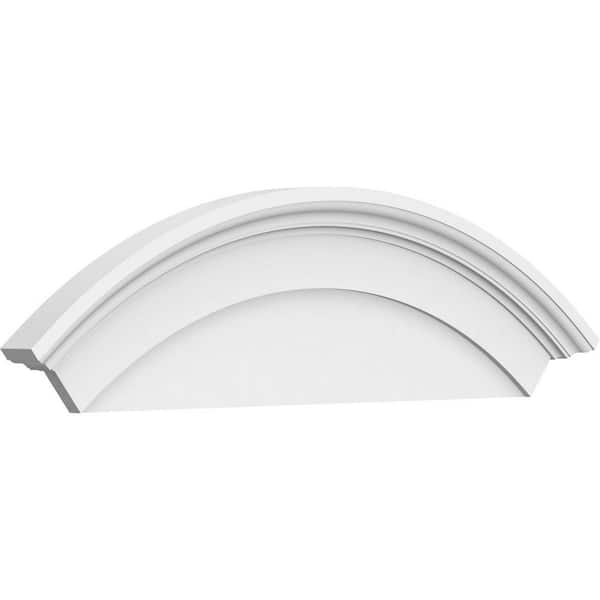 Ekena Millwork 42 in. W x 14 in. H x 2-3/4 in. P Arched Signature Urethane Pediment, Primed Tan