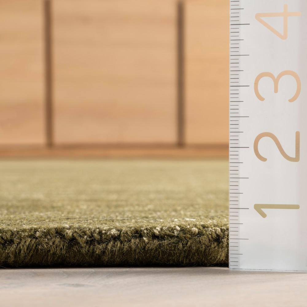 Verdant Green Flat Woven Handmade Wool Viscose Area Rug 4' x 6'