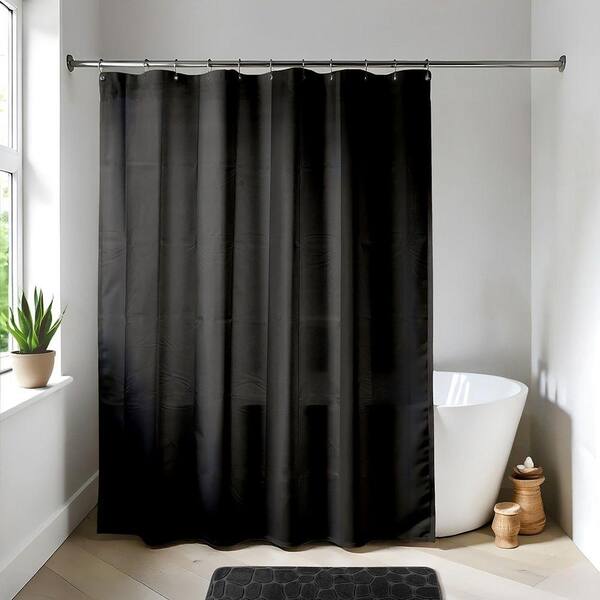 Solid Eva 71 in. x 78 in. Black Bath Shower Curtain