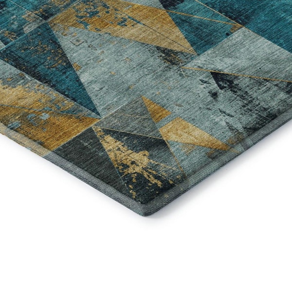 Mayfield Premium Machine Washable Abstract AMF1888 Teal 10 ft. x 14 ft. Area Rug