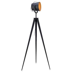 Artiste Tripod Floor Lamp with Shade - Black and Gold Finish