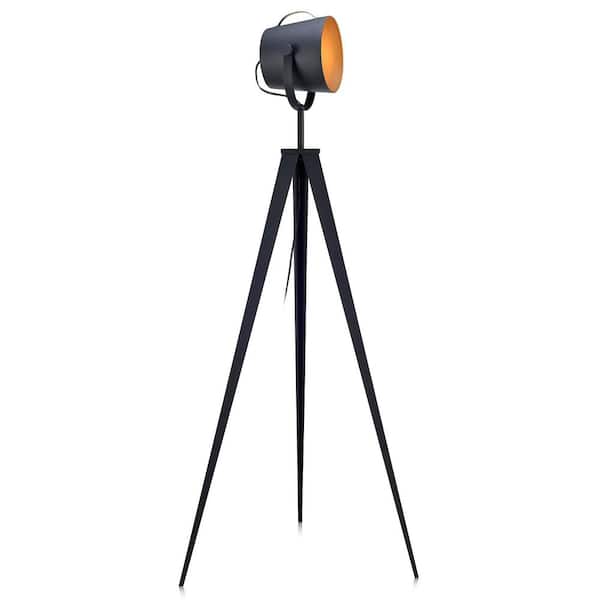 Teamson Home Artiste Tripod Floor Lamp with Shade - Black and Gold Finish