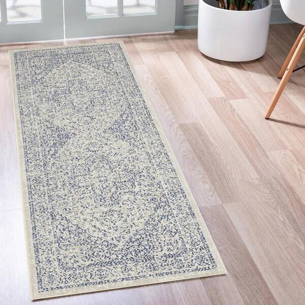 Zaria Blue 2 ft. x 8 ft. Indoor/Outdoor Area Rug