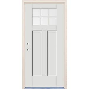 36 in. x 80 in. Right-Hand 6-Lite Clear Glass Alpine Painted Fiberglass Prehung Front Door with 6-9/16 in. Frame