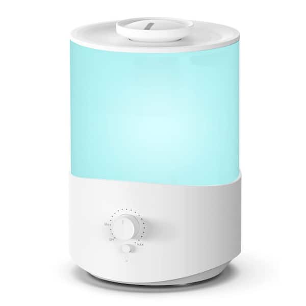 0.66 Gallon Cool Mist Polypropylene Humidifier for Large Rooms 300 sq. ft. in White with Top Fill and Oil Diffuser