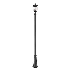 Davina 3-Light Black Aluminum Hardwired Outdoor Marine Grade Post Light Set with no bulbs included