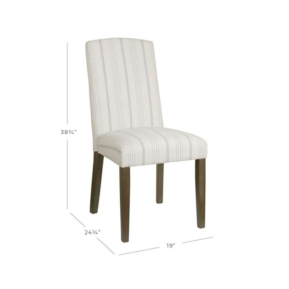 Gray Linen Upholstered Parsons Side Chair with Wood Legs