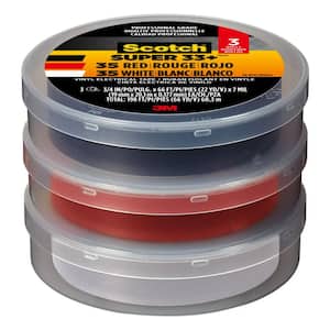 Scotch 3/4 in. x 66 ft. Vinyl Electrical Tape, Black/Red and White (3-Pack)