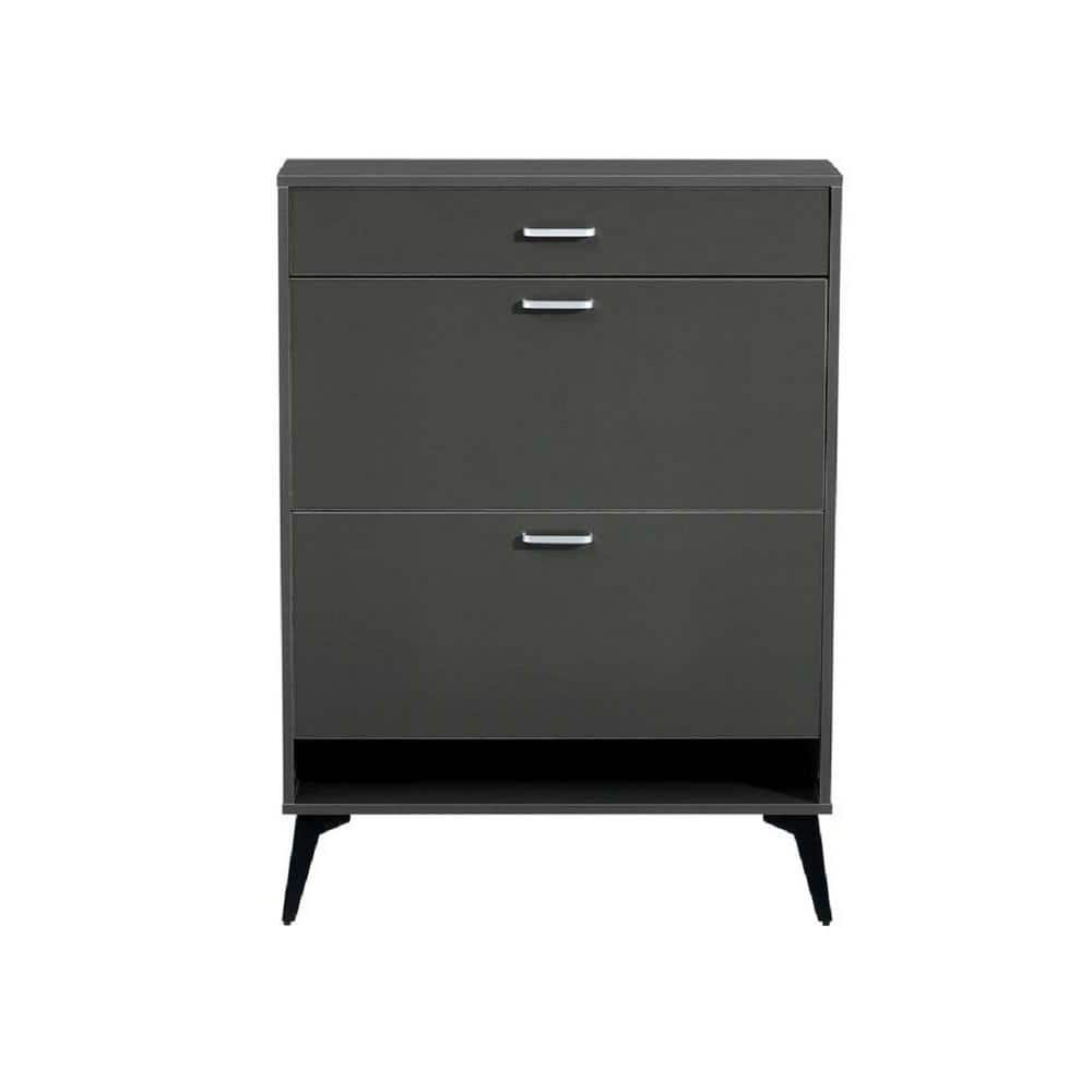 wetiny 43.30 in. H x 31.49 in. W Gray Wood Shoe Storage Cabinet ...