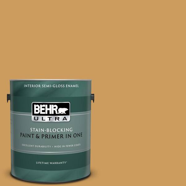 BEHR ULTRA 1 gal. #UL150-2 Hammered Gold Semi-Gloss Enamel Interior Paint and Primer in One