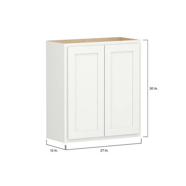 Shaker Partial Overlay 27 in. W x 12 in. D x 30 in. H Plywood Assembled Wall Kitchen Cabinet in Linen White