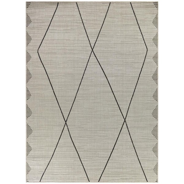 Calderon Cream 8 ft. x 10 ft. Diamond Indoor/Outdoor Area Rug